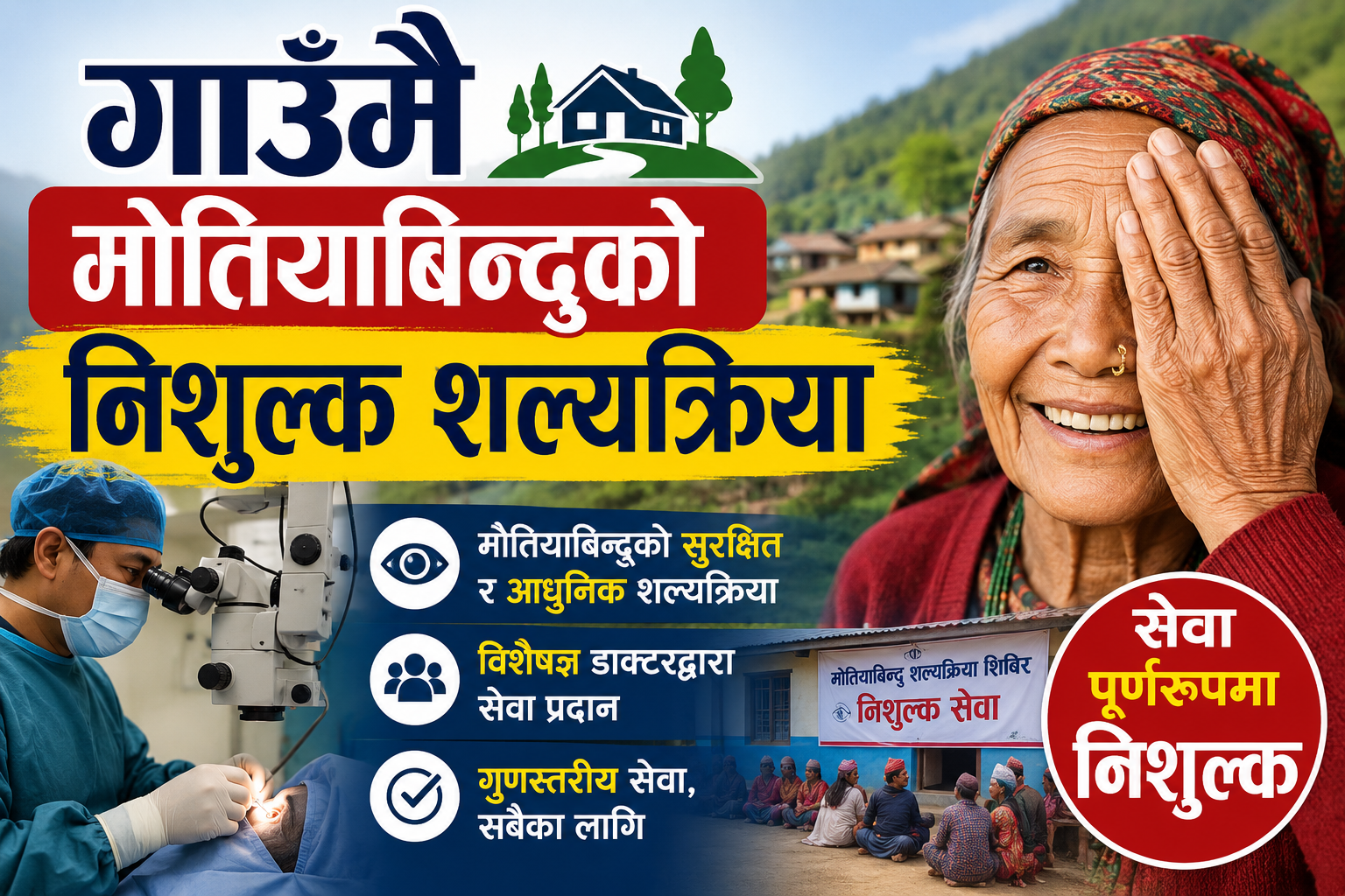 गाउँमै मोतियाबिन्दुको निशुल्क शल्यक्रिया